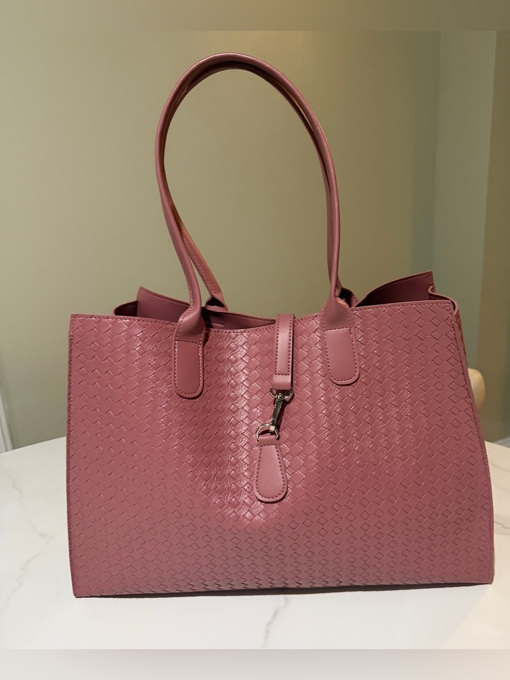 Woven Pink Tote Handbag - Women Bags